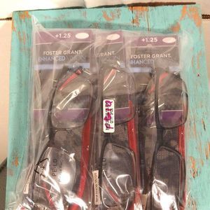 Reading Glasses +1.25 Foster Grant each with case Lot of 3 - NEW